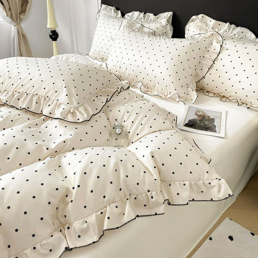 Class A Summer Princess Lace Ice Silk Four-piece Silky Smooth Cool Feeling Washing Silk Naked Sleeping Bed Sheet Quilt Cover Three-piece Set