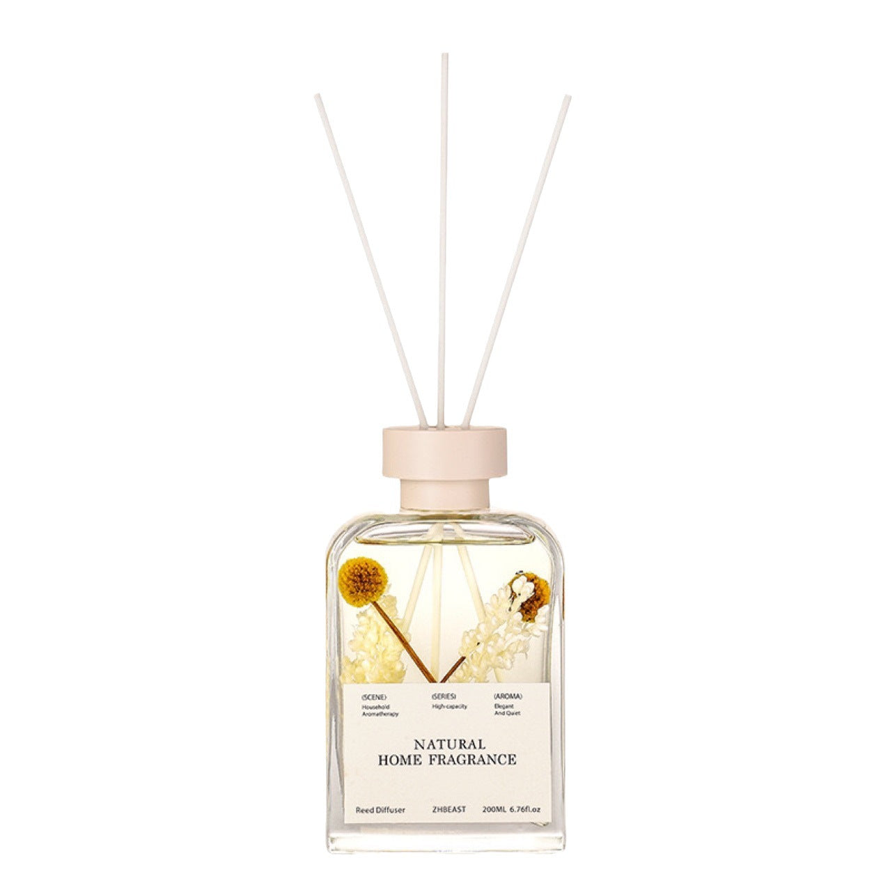 Home Perfume 200ml Private Label Luxury Glass Bottle Essential Oil Aromatic Dried Flower Reed Diffuser With Rattan