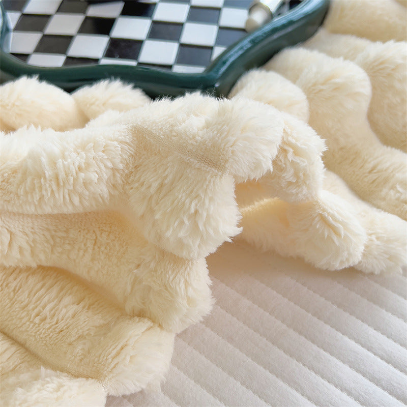 Rabbit Velvet Blanket Solid Color Summer Bedding Thickened Warm Milk Velvet Blanket Flannel Blanket Nap Sofa Blanket