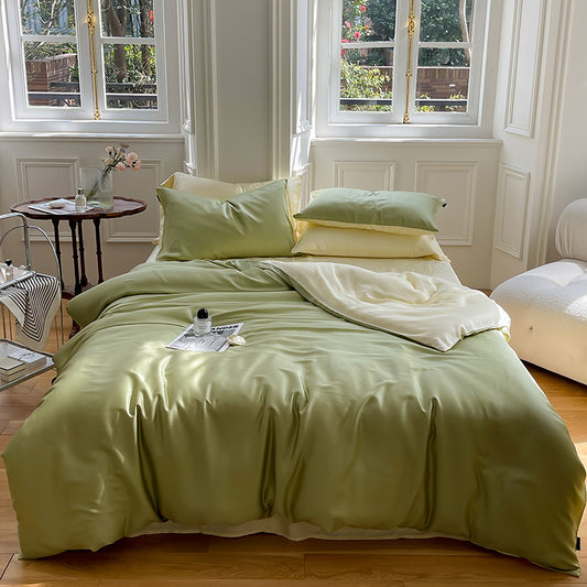 80s Lyocell Tencel Bedding Four-piece Set Entry Luxury Ice Silk Quilt Cover Quilt Cover Bed Sheet Silk New Style Bedclothes