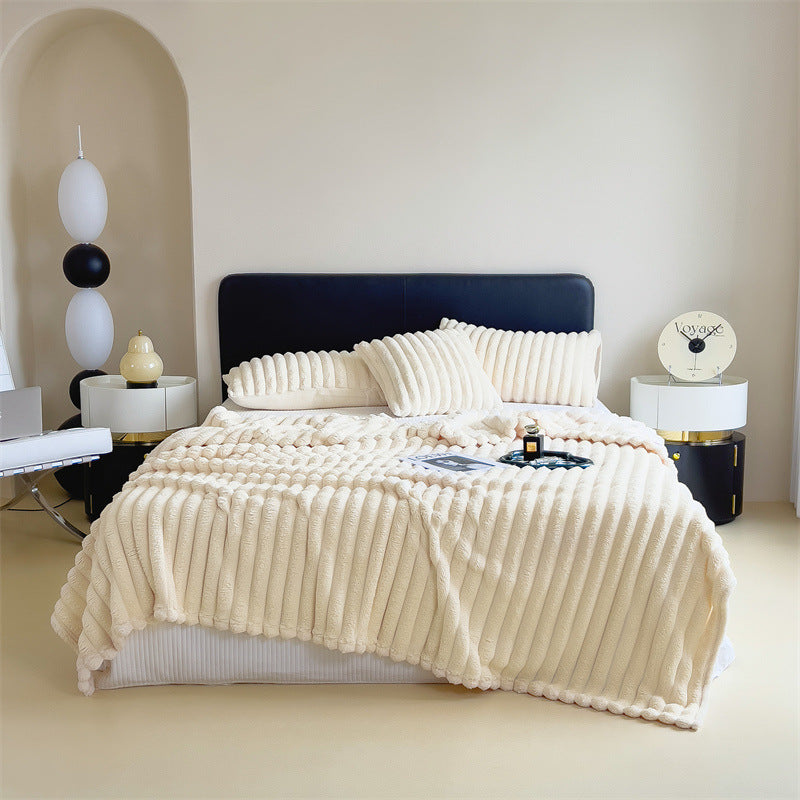 Rabbit Velvet Blanket Solid Color Summer Bedding Thickened Warm Milk Velvet Blanket Flannel Blanket Nap Sofa Blanket