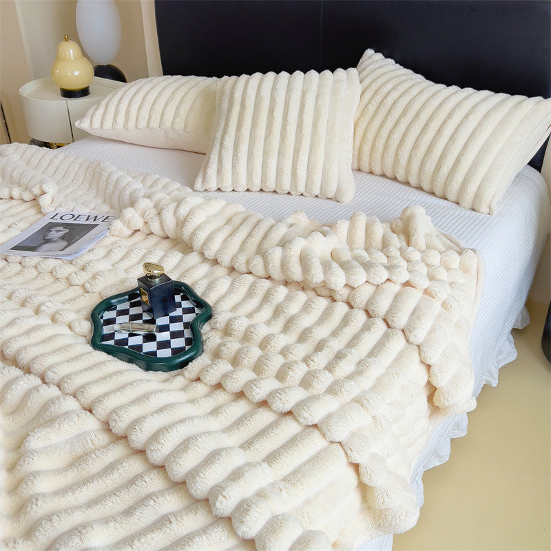 Rabbit Velvet Blanket Solid Color Summer Bedding Thickened Warm Milk Velvet Blanket Flannel Blanket Nap Sofa Blanket